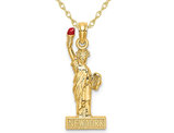 14K Yellow Gold Statue of Liberty Pendant Necklace with Chain